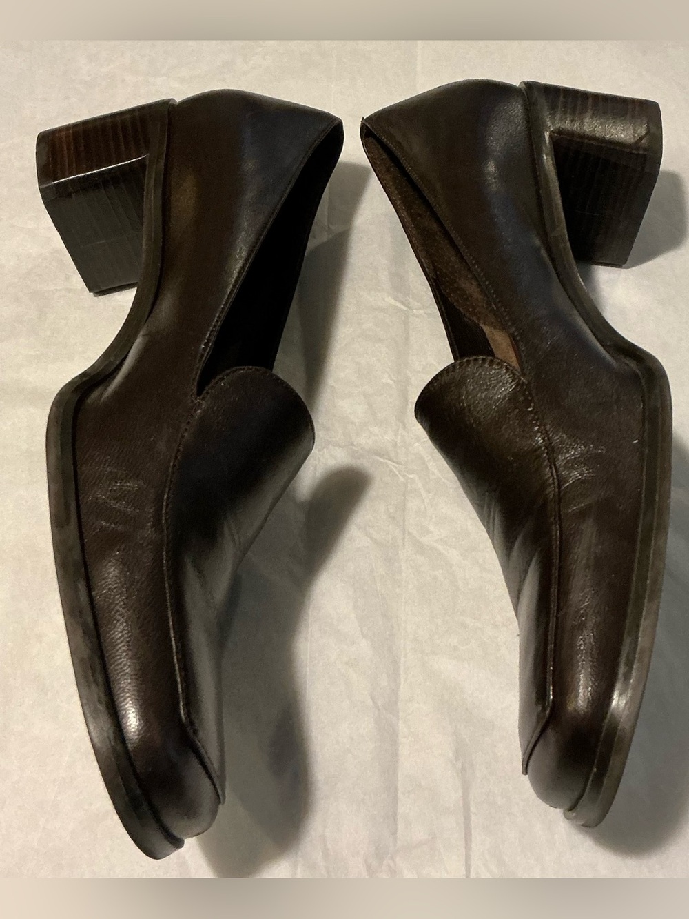 Etienne Aigner Brazil Rich Brown Leather Block Heel Pumps Square Toe Preppy 8.5 - Picture 7 of 13